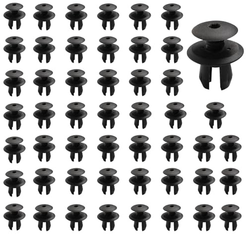 Biglumin 50pcs Clips de Garniture Panneau clips de fixation voiture rivet plastique de Garniture Remplacement Applicable à 701867299 Compatible avec VW T4 T5 Pinces de Garniture de Voiture Noir