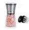 Salt and Pepper Grinder with Adjustable Non-Corrosive Ceramic Grinder and 304 Stainless Steel,Glass and Stainless Steel Spice Mills with Adjustable Coarseness - Easy to Use and Fill - Large Capacity