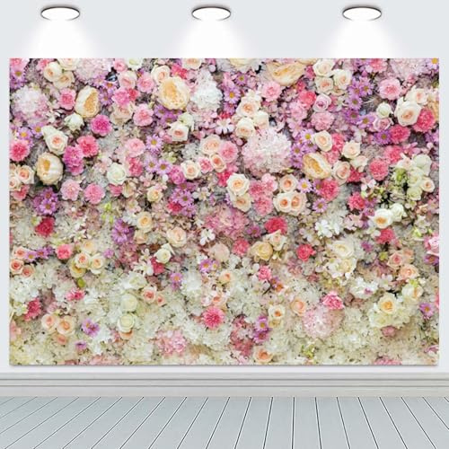 Hnmdmyi 3x2.4m Telón de Fondo de Pared de Flores Rosa Floral Fotografía de Fondo Niñas Cumpleaños Boda Ducha de Novia Día de la Madre Decoraciones Banner Photo Booth Props