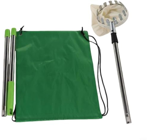 CashMuch Outil de cueillette de fruits télescopique de 1,2 m de long manche avec panier pour récolte de poirier, pêcher