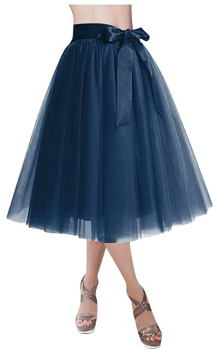 Generisch Jupe tutu pour femme - Jupon court - Jupe midi pour occasions élégantes, Marine, taille unique