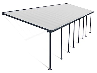 CANOPIA by Palram Terrassenüberdachung Alu Feria 3X11.56 Polycarbonat Hohlkammerplatten Pergola 1156 x 300 cm Grau zur Überdachung ihrer Terrasse