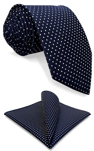 Shlax&Wing Points Bleu Navy Homme Cravate Pour de Soie Maigre