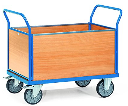 Fetra Plattformwagen - blau pulverbeschichtet - Ladefläche 850x500 mm 4 seitig geschlossen