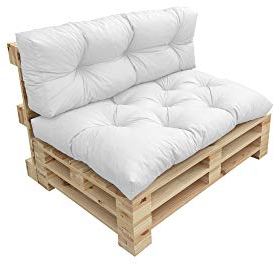 chilly pilley Cojín para palés, resistente al agua, muchos tamaños y colores (juego de 2 unidades), color blanco