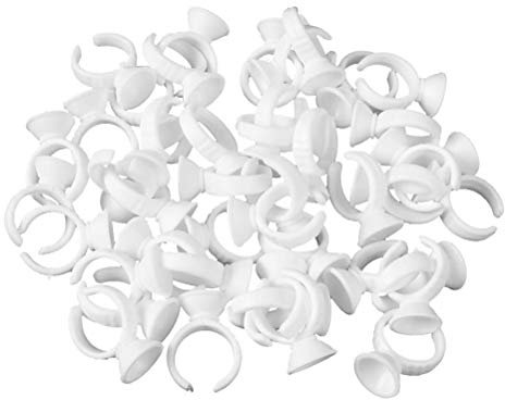 ZHIYE Eyelash Glue Holder 200 PCS Disposable Plastic Glue Rings Nail Art Polish Holders Tattoo Individual False Eyelash Extension Adhesive Pigment Holders Beauty Tool,Small Size