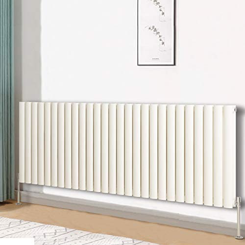 Blümme Oval Radiator Horizontal Designer Double Panel Radiators Bathroom Central Heating 600x1593mm White