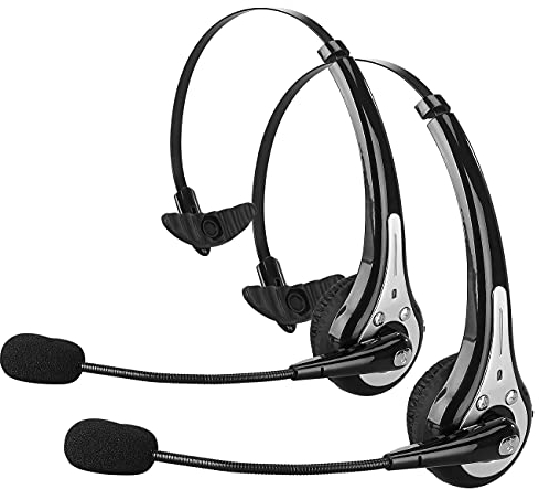 Callstel Telefon: 2er Pack Profi-Mono-Headset mit Bluetooth, Geräuschunterdrückung (mit Schwanenhals, Kopfhörer und Headset, Bluetooth, Freisprecheinrichtung)