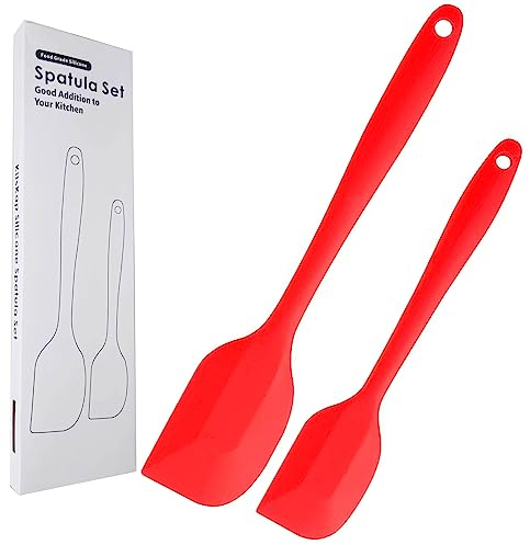 Set di 2 spatole in silicone resistenti al calore in gomma per pentole antiaderenti senza BPA (rosso)