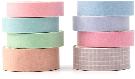 YUBBAEX Washi Tape Set, 8 Rouleaux Masking Tape Ruban adhesif decoratif pour Scrapbooking Artisanat de Bricolage (champagne)