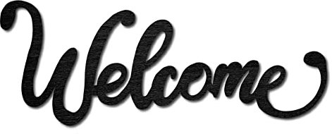 CREATCABIN Panneau de Bienvenue en Bois Découpé au Laser Décoration Murale en Bois Sculpture à Suspendre Décoration Murale Art pour la Maison Galerie Bureau Porte D'Entrée Noir 11.9 x 4.5