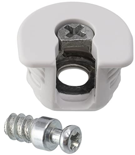 AERZETIX - C65767 - Satz von 30 versenkten Exzenter-Verbindungsbeschlägen + 30 bolzen Ø6x16 mm - für 16 mm paneele - aus stahl - farbe weiß - schreinerei holzmöbel MDF melaminbeschichtet schrank