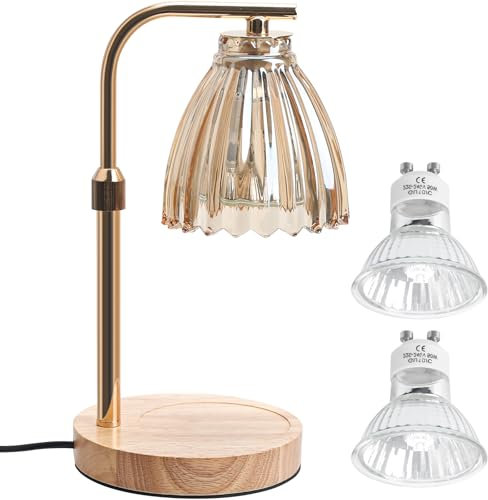 ROTRES Lampada Scalda Candela,Lampada a Candela con Timer e Dimmer,Lampada Elettrica Profumata Vintage con 2 Lampadine,Decorazione Della Camera da Letto,Regalo per Donne e Mamma