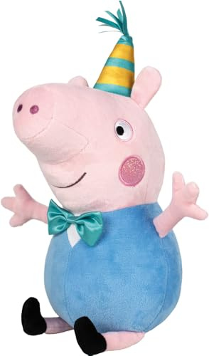 Schmidt Spiele 42830 Peppa Gris, skorg Gris, fest, 37 cm plyschfigur, flerfärgad