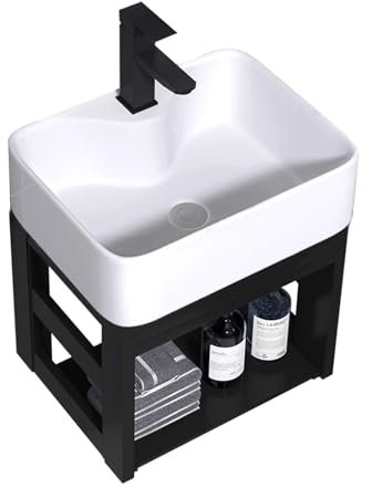 BRCYKRWY Fregadero de BañO Moderno Montado en Esquina Lavabo Suspendido Gabinete Combinado para Espacios Pequeños Fregadero de Recipiente de Montaje en Pared Mini Lavabo de Cerámica
