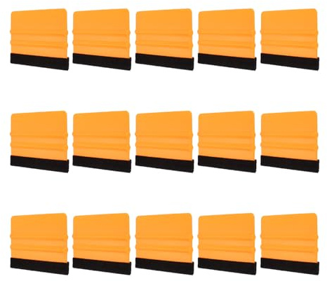 sourcing map 15pcs Vinyl Squeegee, Felt Edge Vinyl Wrap Decal Squeegee Tool, 4-Inch Car Vinyl Film Scraper Plastic Squeegee for Car Wrap, Sign Making, Window, Yellow, Rectangle