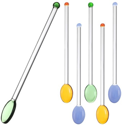 POPETPOP 6St Omrörningsstav Swizzle Sticks För Cocktails Glas Blandade Swizzle Sticks Glas Omrörare Sticks För Cocktails Cocktailspett Cocktail Omrörare För Drycker Återanvändbar