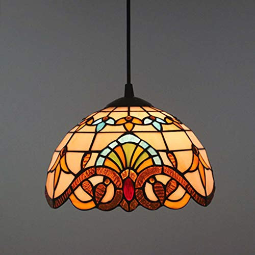 Lampada a sospensione in stile Tiffany, per sala da pranzo, bar, caffetteria, stile barocco, paralume in vetro, lampade a sospensione per corridoio, 110 V-220 V, E27