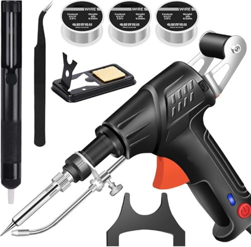 Multi-Function Soldering Iron Soldering Gun Set,Internally Heated Industrial Laser Welding Tools,Auto Send Tin Soldering Kit for Repairs Home DIY,60W External Heating Soldering Gun (Black-5 Piece Set)