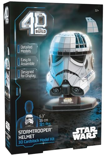 4D Build, Star Wars Casco Stormtrooper 3D Figura Plegable con Soporte, Juguetes de construcción, Rompecabezas 3D para Adultos y Adolescentes, 121 Piezas, para Mayores de 12 años