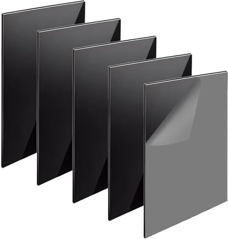 5 Pièces Plaque Acrylique Noire Avec Film de Protection 20x30cm Feuille de Plastique Plaque en 2 mm d'Épaisseur Résistante aux Chocs Alternatives au Verre pour Cadres Photos, Décoration, Projets DIY