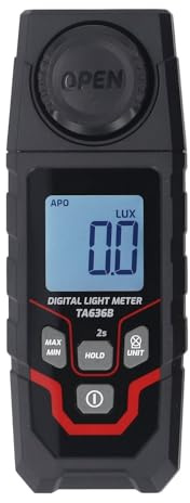 Luocute Light Digital Illuminance Meter, 0.1~200000 Luxs Range BT Luxs Meter with Data Logging and Export, Handheld Light Tester for Plants, Photography and Garden