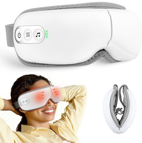 Yapasopu Antifaz eléctrico para dormir 4 en 1, con calor, masaje, vibración, música y ajuste ajustable, masajeador de ojos para relajación de la tensión ocular, ojos secos, ojeras