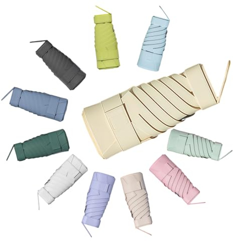 YYHCC Fickparaply stormfast, fickparaply, paraply litet automatiskt, 6-spröt, bärbart reseparaply med förpackningslåda UV-skydd för män och kvinnor, män, Krämig gul