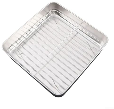 Oven Roasting Pan With Rack Stainless Steel Heavy Duty For Turkey Chicken Lasagna Vegetables High Sided Design With Handles(B)