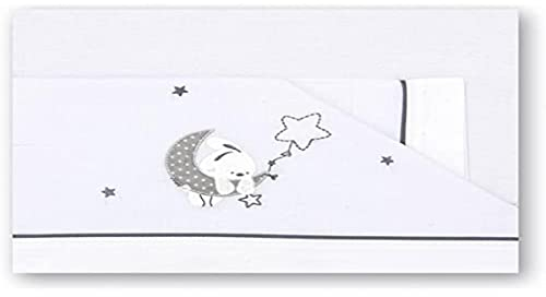Pirulos Luna Juego de Sábanas 100% Algodón para Mini Cuna de 50x80 cm para Invierno y Verano, Color Gris