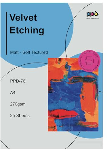 PPD 25 Sheets A4 Inkjet Fine Art Velvet Giclee Paper, Archival Photo Paper (270 GSM) PPD-76-25