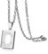 JewelryWe Schmuck Edelstahl Foto Medaillon zum Öffnen Photo Bilder Amulett Silber Quadrat Quadratisch Book Buch Anhänger Halskette Kette für Herren Damen - Kostenlose Gravur