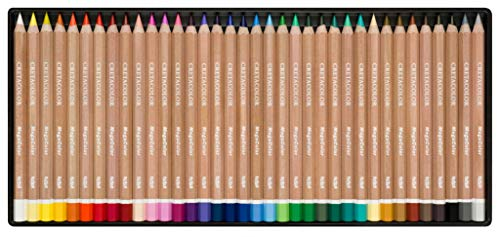 CRETACOLOR MegaColor – 36 hochwertige Farbstifte im Metalletui – Extra dicke 6,4 mm Minen für satte, weiche Striche – Ideal für Künstler und Hobbyzeichner