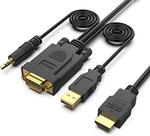 BENFEI HDMI auf VGA Kabel mit Audio und Power, HDMI auf VGA 0,9m Kabel Kompatibel für Geräte mit niedrigem Stromausgang wie MacBook Pro mit Retina-Display, Sony PS4,Mac mini,Apple TV usw