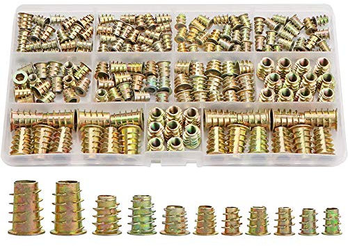 Basage Tuercas de inserción roscadas, kit de herramientas surtido de inserción de , //M6/M8 Inserciones de tornillo de muebles Fijador de pernos (165 piezas)