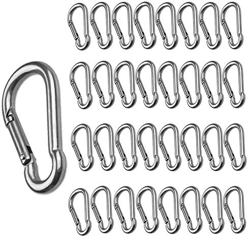 CertBuy 50pcs 2 Inch Stainless Steel Spring Snap Hook, 304 Stainless Steel Carabiner Clip Keychain Heavy Duty Quick Link Hook for Camping Fishing Hiking Traveling