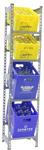 Simon Rack Scaffale per casse di bevande, Ripiano per 4 cassette, 2000x400x300 mm, Ripiano per casse di bevande in metallo, Gris - Simonbottle