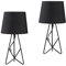 OuXean Modern Tischlampe, E14 Schreibtischlampe Night Light mit hohlem Metallsockel und Stoffschirm für Schlafzimmer, Wohnzimmer, 2er Set (ohne Glühbirne) (Schwarz)