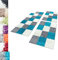 Carpettex Bettumrandung Schlafzimmer 3teilig Shaggy Teppich Hochflor Karo Muster Türkis Bettset:2 mal 60x110 + 1 mal 80x150 - Bettvorleger Schlafzimmer Läuferset Weicher Langflor Bettumrandung Teppich