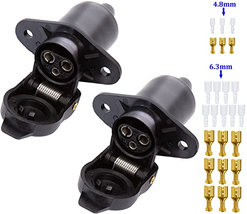 SPARKMOTO 2 Pezzi Presa Rimorchio 3 Poli,12V Presa 3 Poli Trattore Impermeabile Connettori Rimorchio,Presa 3 Poli per Trattore Rimorchio,Connettori 3 Poli Trattore,Include componenti di Montaggio