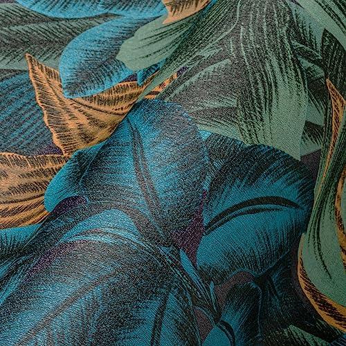 A.S. Création Livingwalls Travel Styles Vliestapete - Dschungeltapete in Blau und Orange - tropische Wandtapete für verschiedene Räume in 10,05 m x 0,53 m