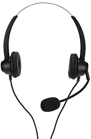 Telefonheadset, dubbelsidigt affärs-headset med brusreducerande mikrofon, professionellt trådbundet telefonheadset för sjukhus med callcenter
