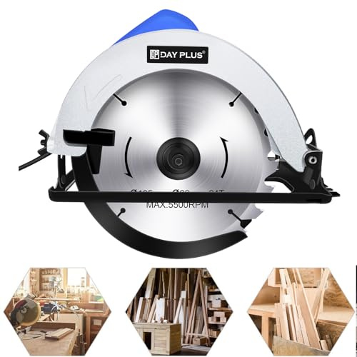 Sega circolare 900W 5000rpm, sega per legno elettrica con laser, lama da 185 mm, profondità di taglio regolabile e angolo di taglio massimo di 45°, taglio legno, metalli teneri e plastica