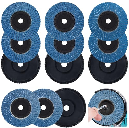TTYSHIP® 12 Pezzi Disco Abrasivo Lamellare, Dischi Lamellari 76 mm, Grana 40/60/80/120, Dischi Smeriglio Lamellari per Smerigliatrice Angolare a Batteria (Blu)