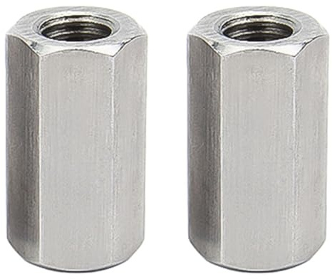M8 x 1.25-Pitch x 25mm Long 304 Stainless Steel Hex Rod Coupling Nuts Metric Threaded Connectors for Industrial Constructor Workshop, 2Pcs