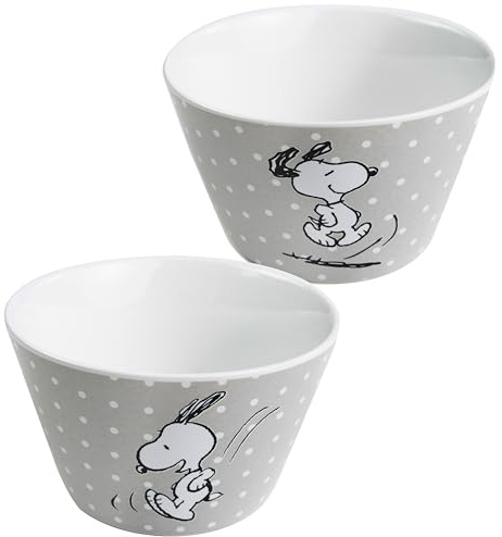 United Labels The Peanuts Snoopy - Cuenco para cereales (500 ml), diseño de lunares, color gris