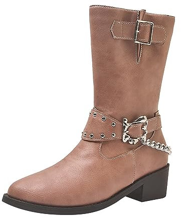 Western Cowboy - Botas de equitación para hombre, botas de pantorrilla ancha, botas de motociclista, botas de mujer talla 12, Amarillo, 44 EU