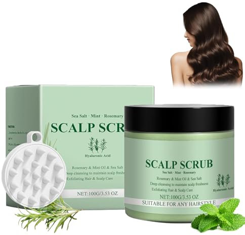 Scalp Scrub,Kopfhaut Peeling,Rosmarin-Kopfhautpeeling,Haarpeeling für Die Kopfhaut,Reinigende und Nährende Kopfhaut,Vorbeugung von Haarausfall,Wird Mit Einem Kopfhautmassagegerät Geliefert