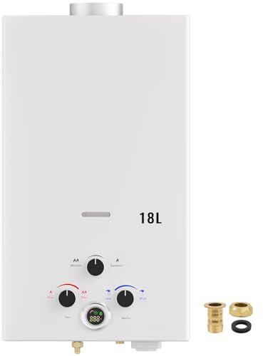 Chauffe-eau à Gaz,18L Chauffe-Eau Sans Réservoir Portable, Chauffe-eau Instantané au Propane Avec Affichage Numérique Multi-protection Pour les Voyages en Camping, RV Voyage