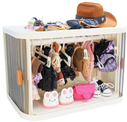 Caja de almacenamiento para ropa de muñecas, armario plegable para ropa de muñecas, armario de almacenamiento para disfraces de peluche, habitación infantil, sala de juegos, apartamento, dormitorio